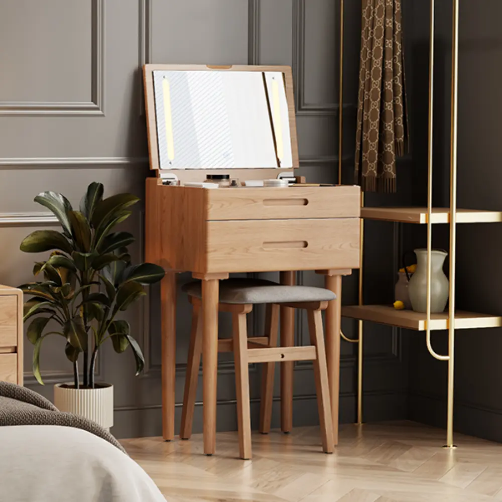 Coiffeuse MILWOOD et tabouret dans une chambre