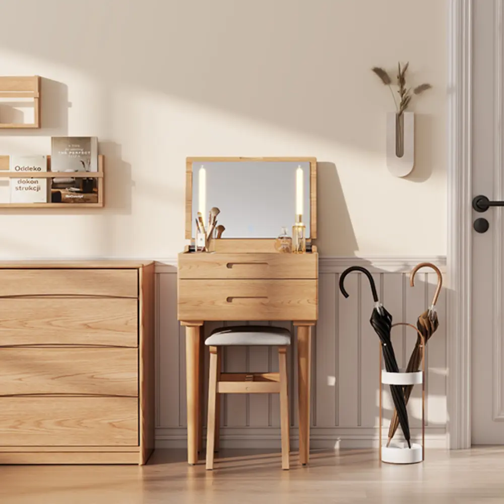 Rangement organisé avec plateau en verre