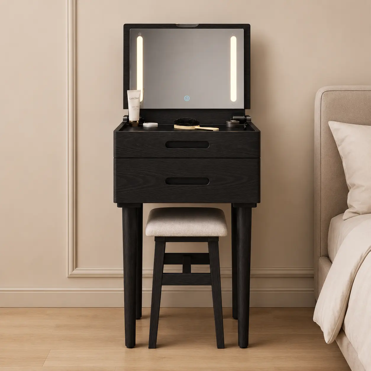 Coiffeuse fine MILWOOD avec miroir LED — vue 4
