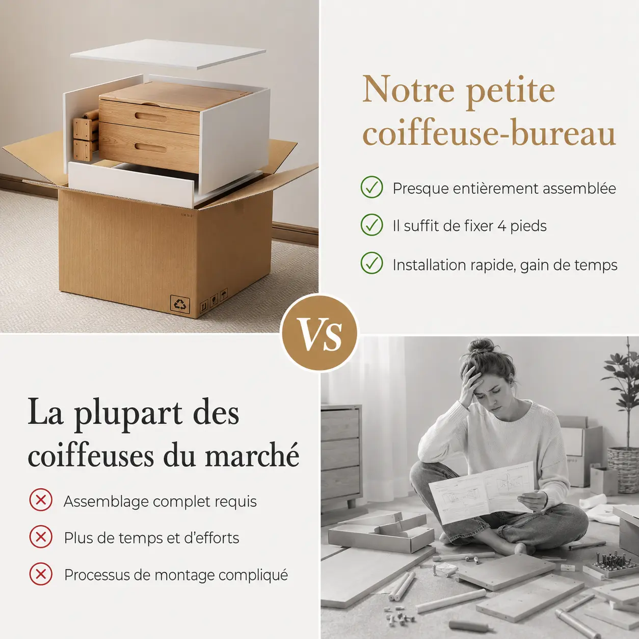 Coiffeuse fine MILWOOD avec miroir LED — vue 8